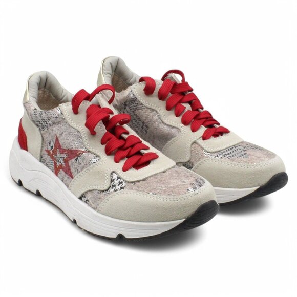 Steven by Steve Madden Price Lace-up Trainer Sneakers - Red Multi - Picture 1 of 8
